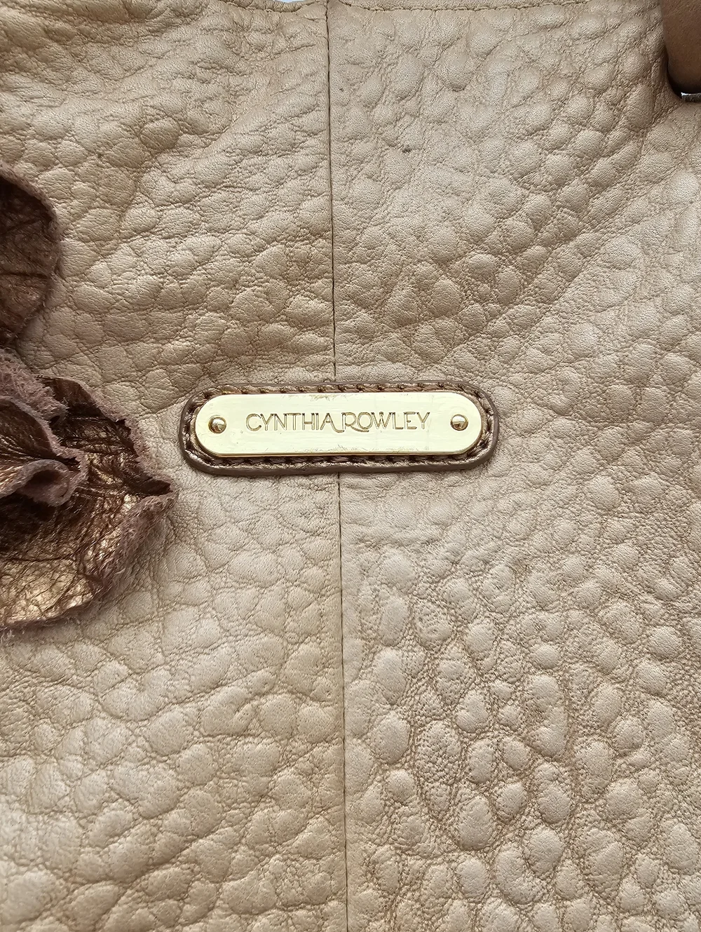 Cynthia Rowley Pebble Leather Floral Applique Hobo​ Bag